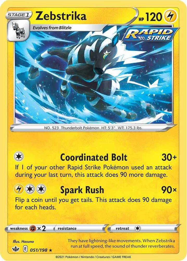 Zebstrika 051/198 card from SWSH06: Chilling Reign