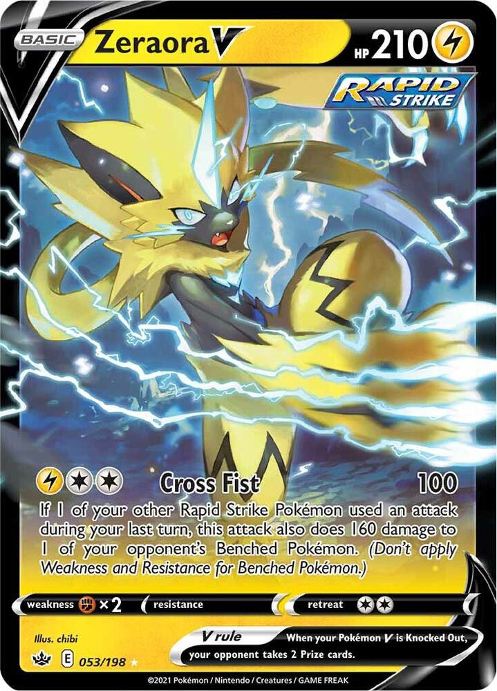Zeraora V 053/198 card from SWSH06: Chilling Reign