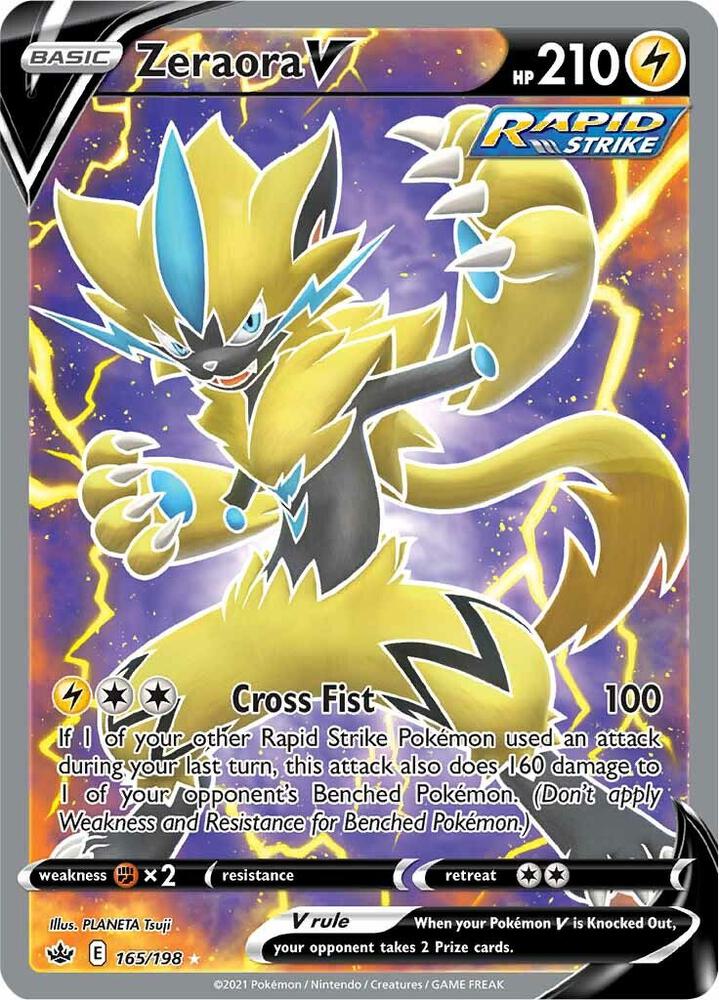 Zeraora V (Full Art) 165/198 card from SWSH06: Chilling Reign