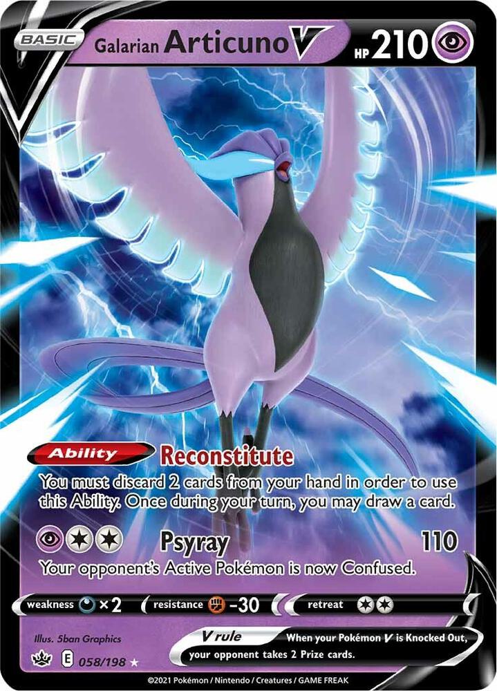 Galarian Articuno V 058/198 card from SWSH06: Chilling Reign
