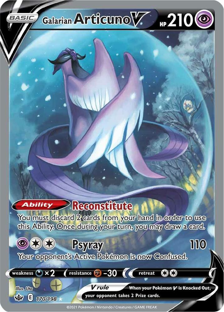 Galarian Articuno V (Alternate Full Art) 170/198 card from SWSH06: Chilling Reign
