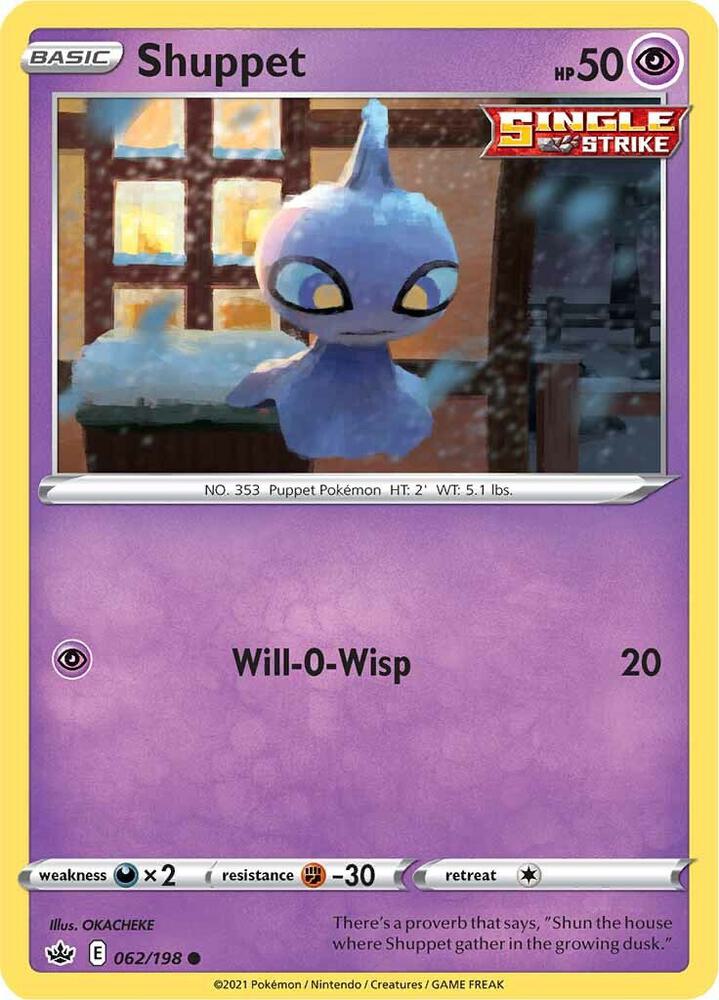 Shuppet 062/198 card from SWSH06: Chilling Reign