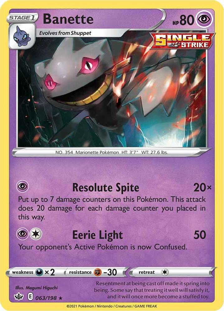 Banette 063/198 card from SWSH06: Chilling Reign