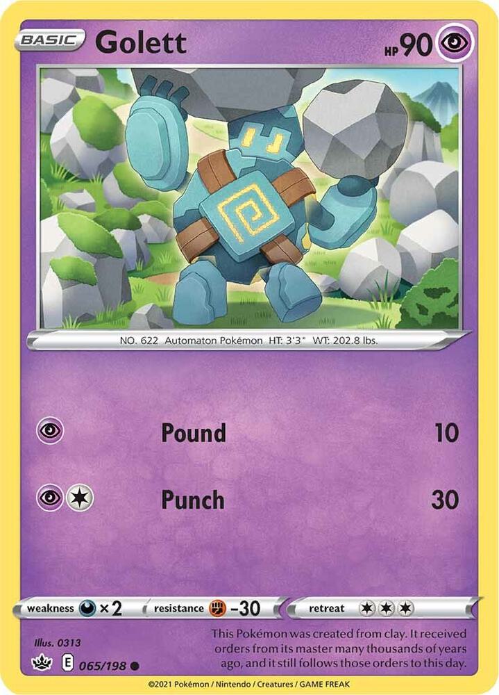 Golett 065/198 card from SWSH06: Chilling Reign