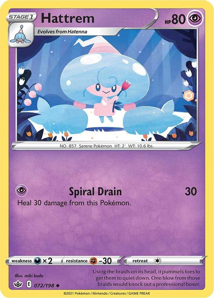 Hattrem 072/198 card from SWSH06: Chilling Reign