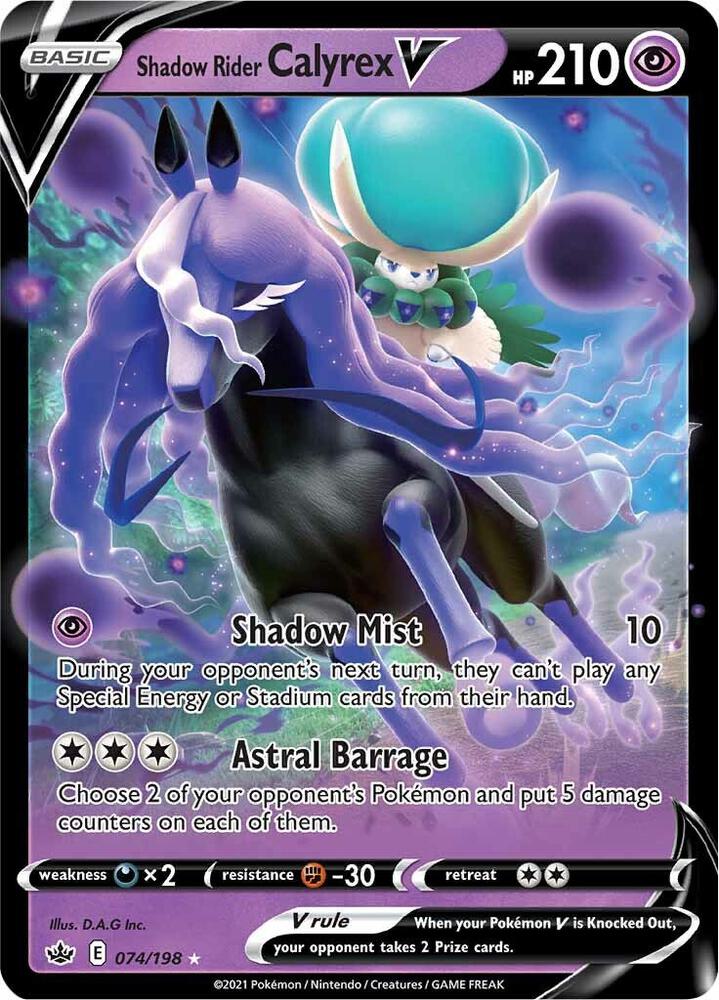 Shadow Rider Calyrex V 074/198 card from SWSH06: Chilling Reign