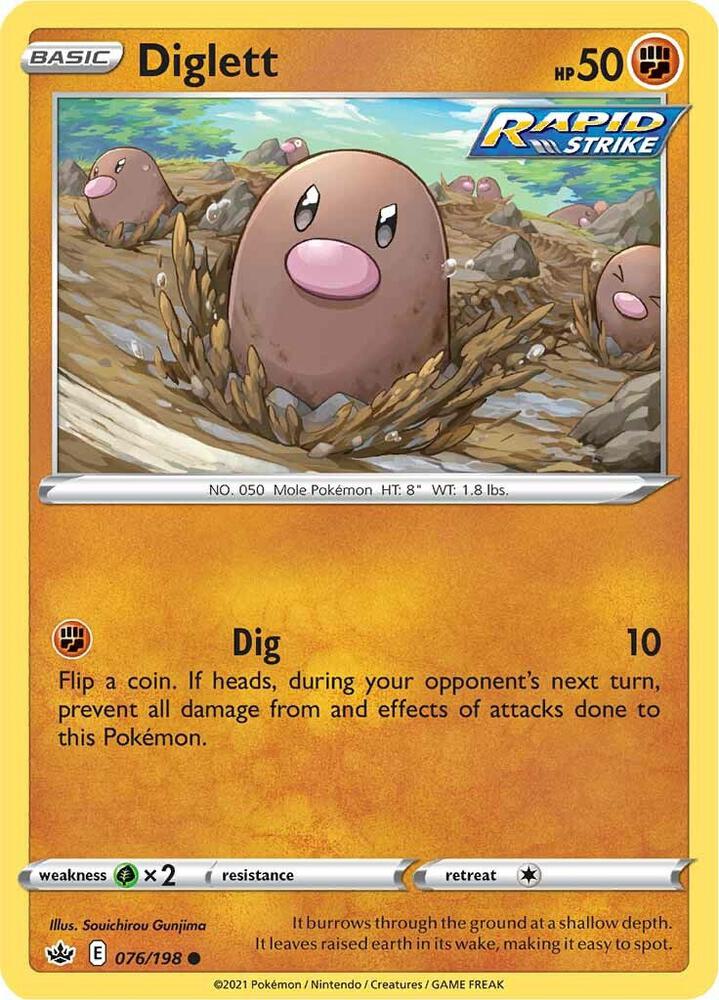 Diglett 076/198 card from SWSH06: Chilling Reign