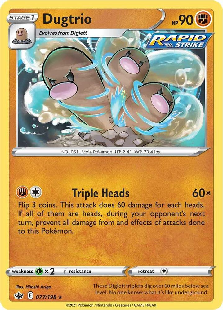 Dugtrio 077/198 card from SWSH06: Chilling Reign