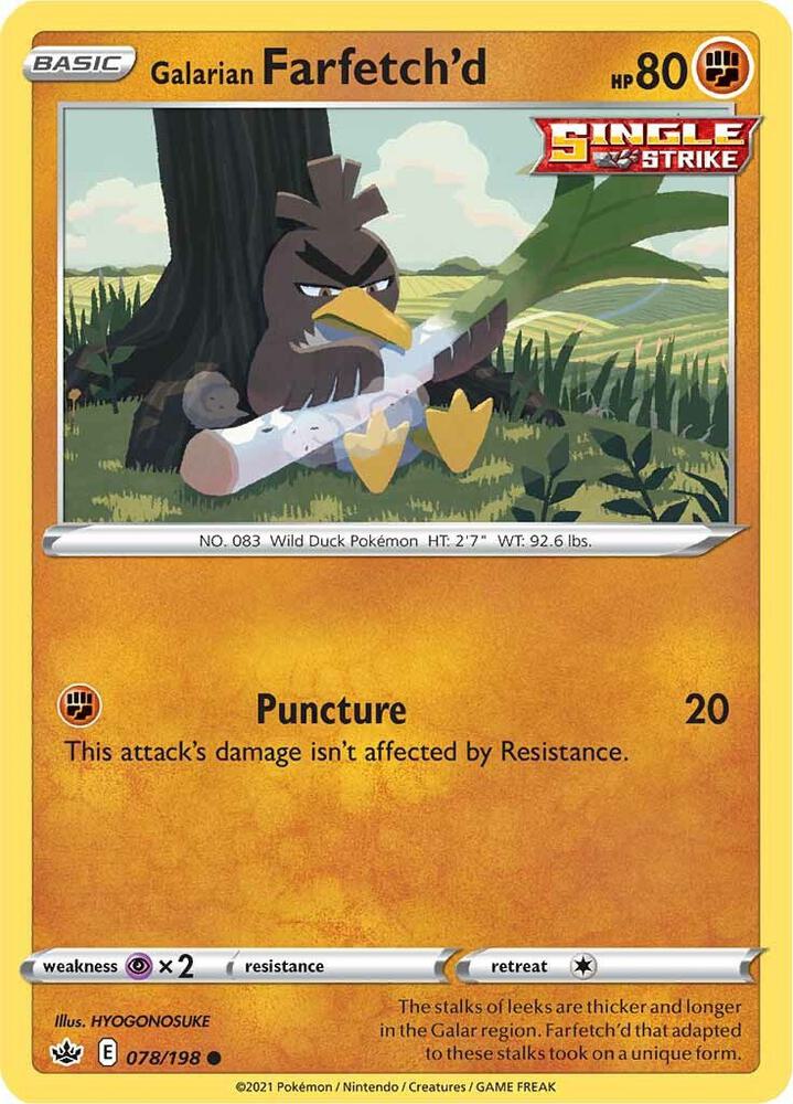 Galarian Farfetch'd 078/198 card from SWSH06: Chilling Reign