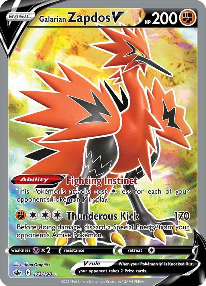 Galarian Zapdos V (Full Art) 173/198 card from SWSH06: Chilling Reign