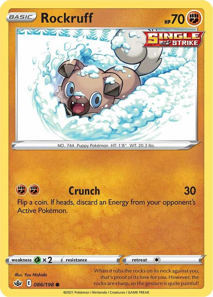 Rockruff 086/198 card from SWSH06: Chilling Reign