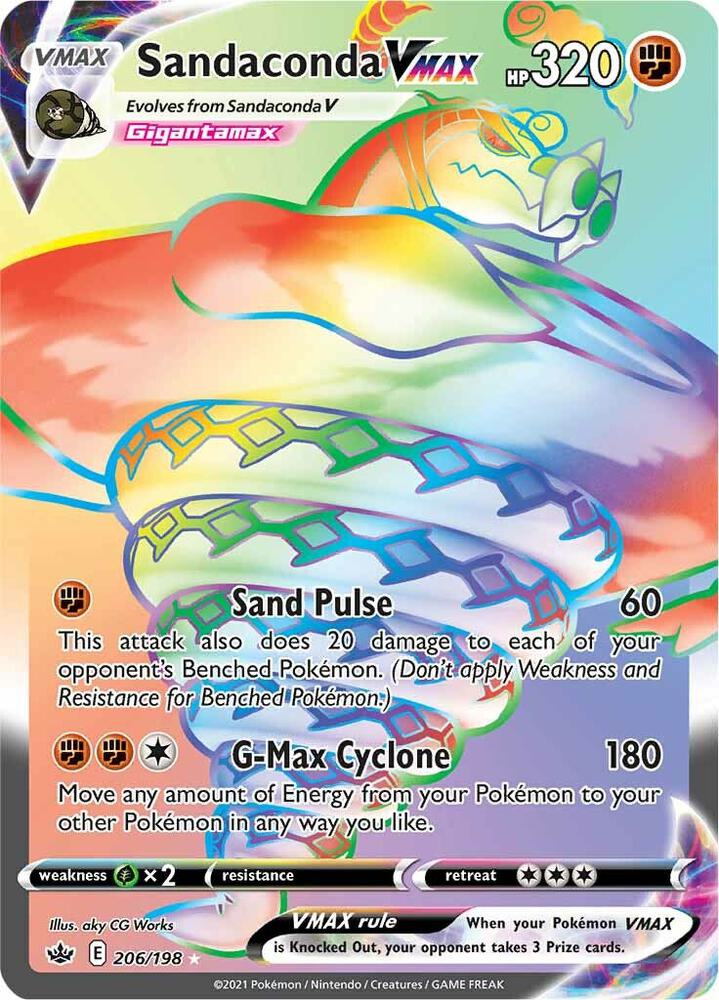 Sandaconda VMAX (Secret) 206/198 card from SWSH06: Chilling Reign