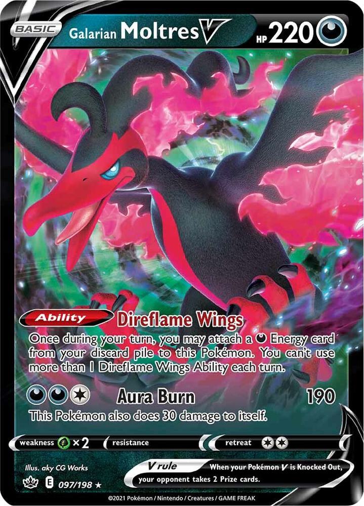Galarian Moltres V 097/198 card from SWSH06: Chilling Reign