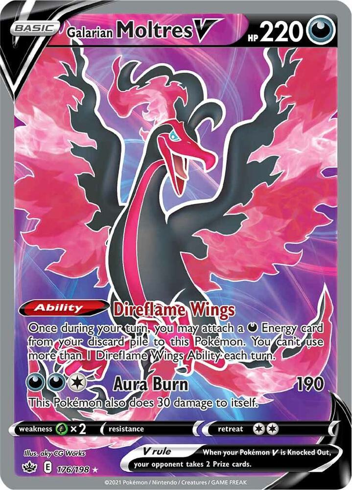 Galarian Moltres V (Full Art) 176/198 card from SWSH06: Chilling Reign