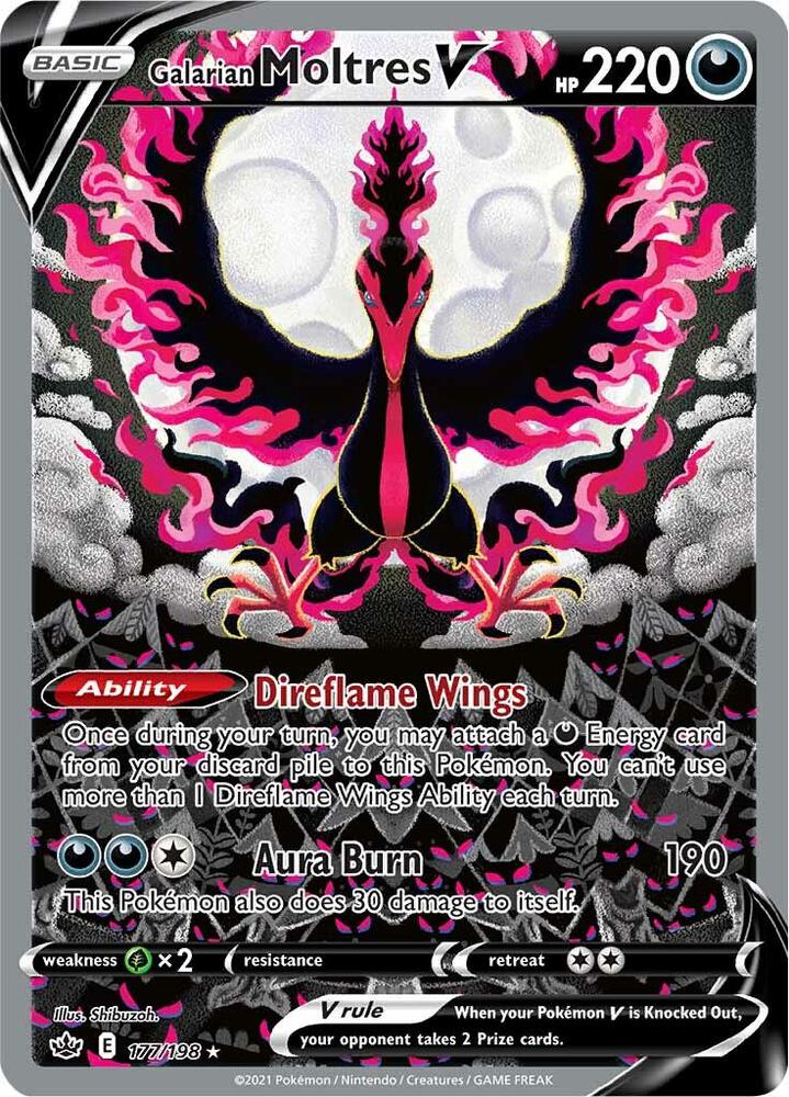Galarian Moltres V (Alternate Full Art) 177/198 card from SWSH06: Chilling Reign