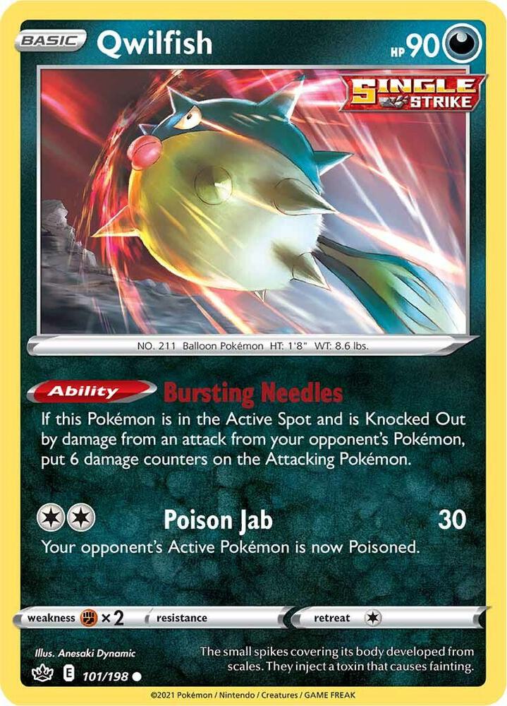 Qwilfish 101/198 card from SWSH06: Chilling Reign