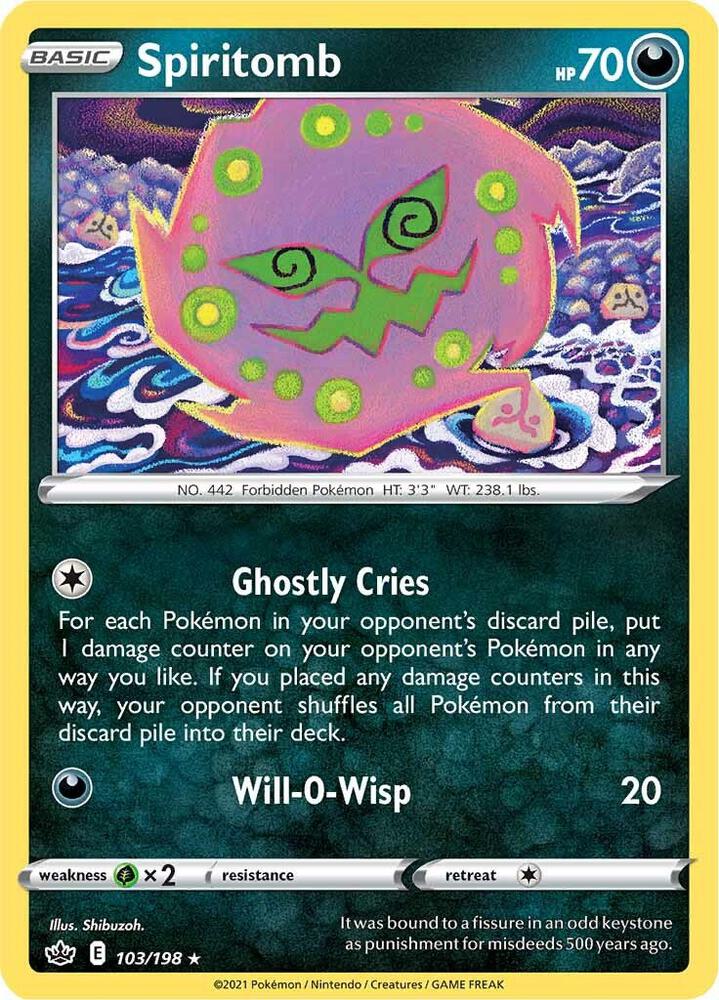 Spiritomb 103/198 card from SWSH06: Chilling Reign