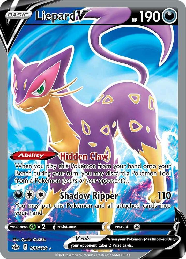 Liepard V (Full Art) 180/198 card from SWSH06: Chilling Reign