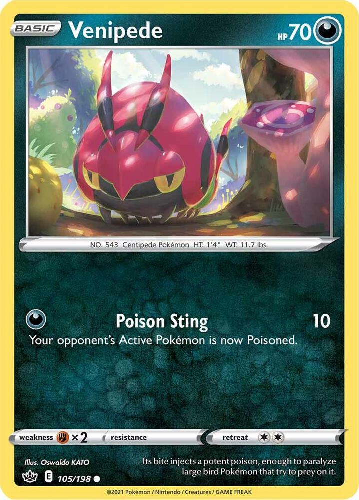 Venipede 105/198 card from SWSH06: Chilling Reign