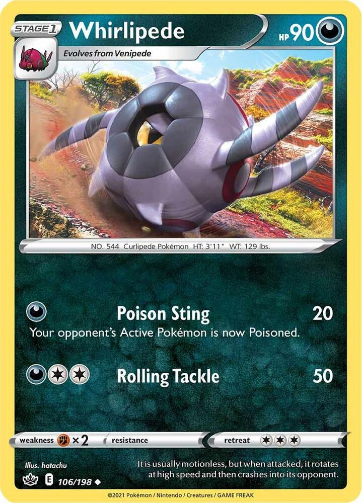 Whirlipede 106/198 card from SWSH06: Chilling Reign