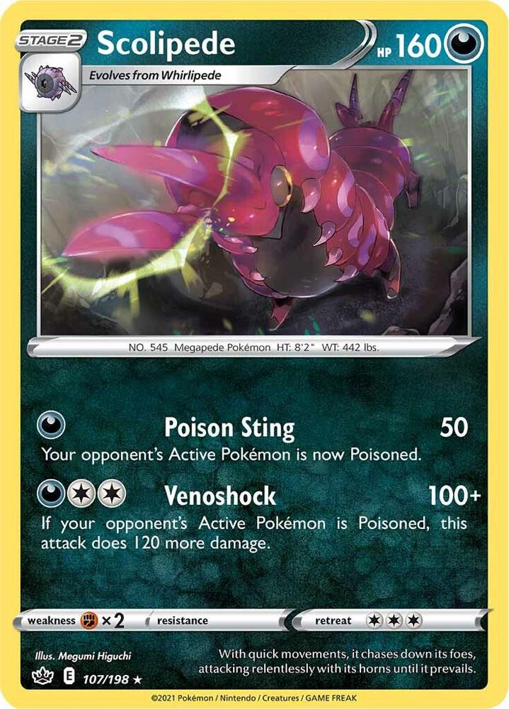 Scolipede 107/198 card from SWSH06: Chilling Reign