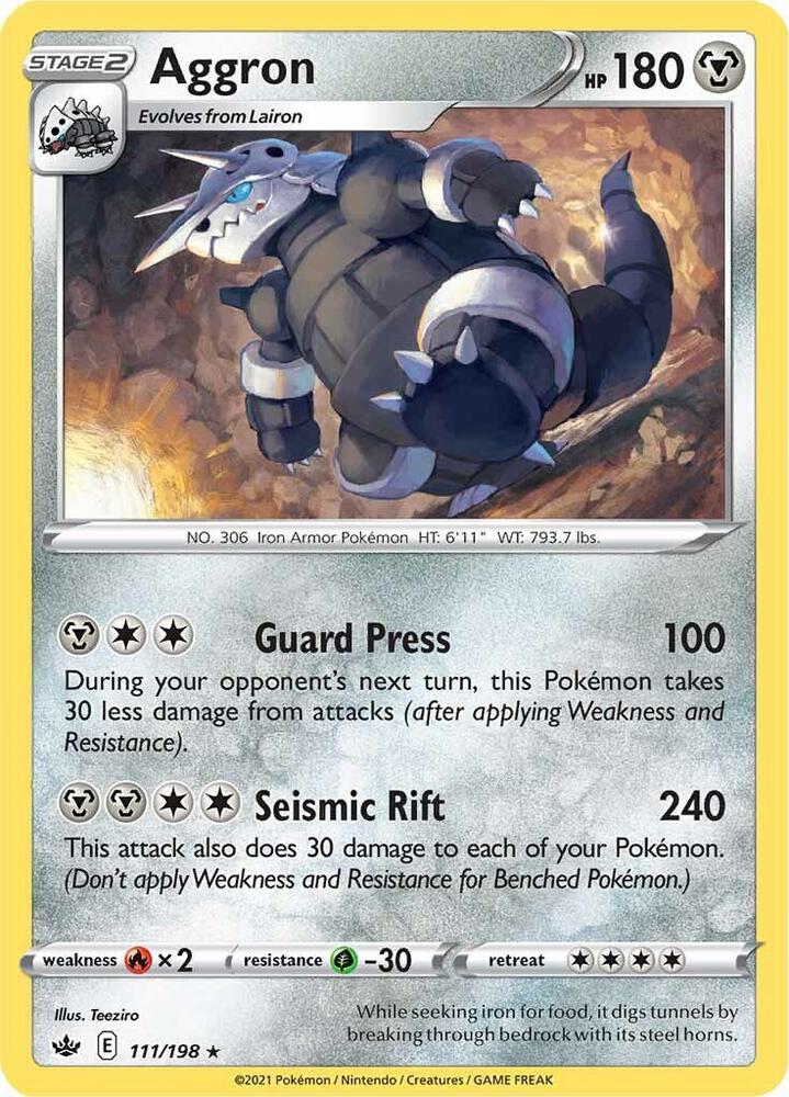 Aggron 111/198 card from SWSH06: Chilling Reign