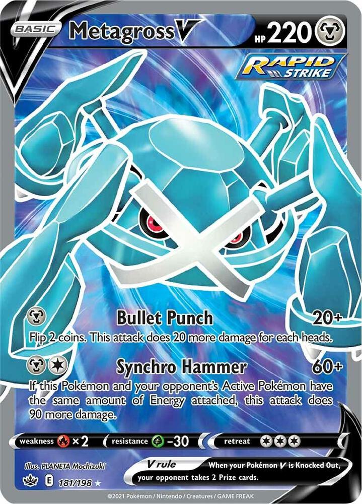Metagross V (Full Art) 181/198 card from SWSH06: Chilling Reign