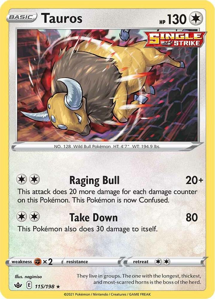 Tauros 115/198 card from SWSH06: Chilling Reign