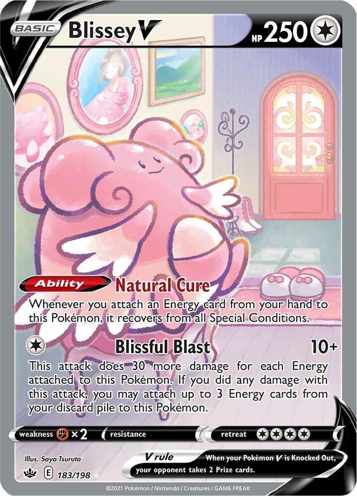 Blissey V (Alternate Full Art) 183/198 card from SWSH06: Chilling Reign