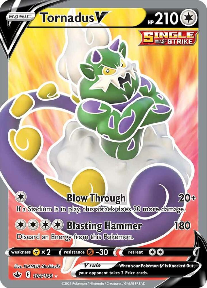 Tornadus V (Full Art) 184/198 card from SWSH06: Chilling Reign