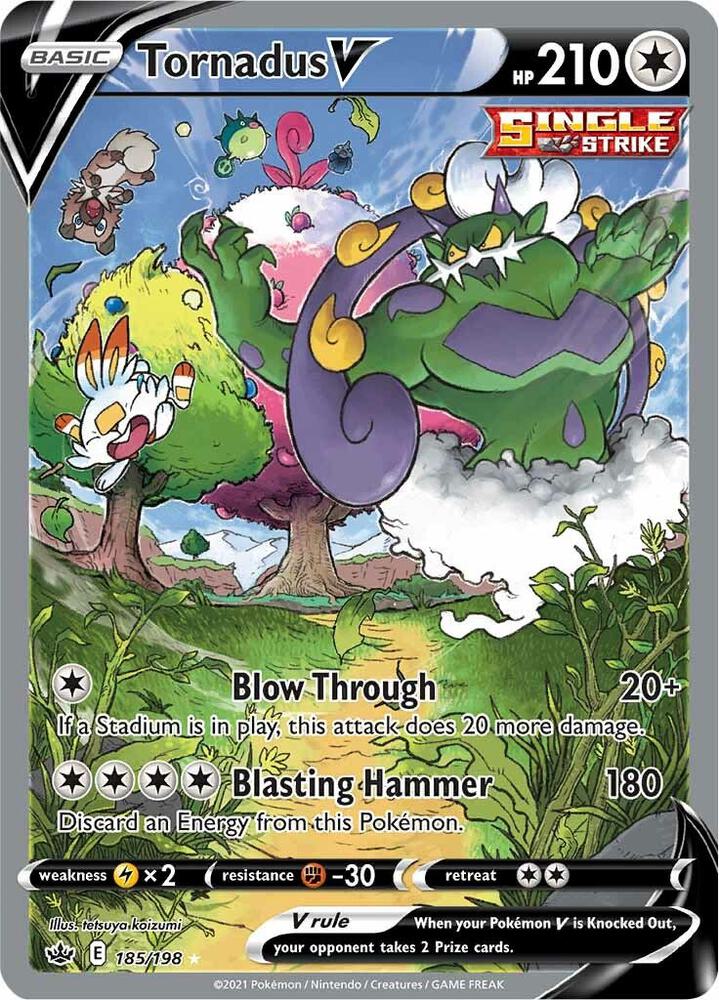 Tornadus V (Alternate Full Art) 185/198 card from SWSH06: Chilling Reign