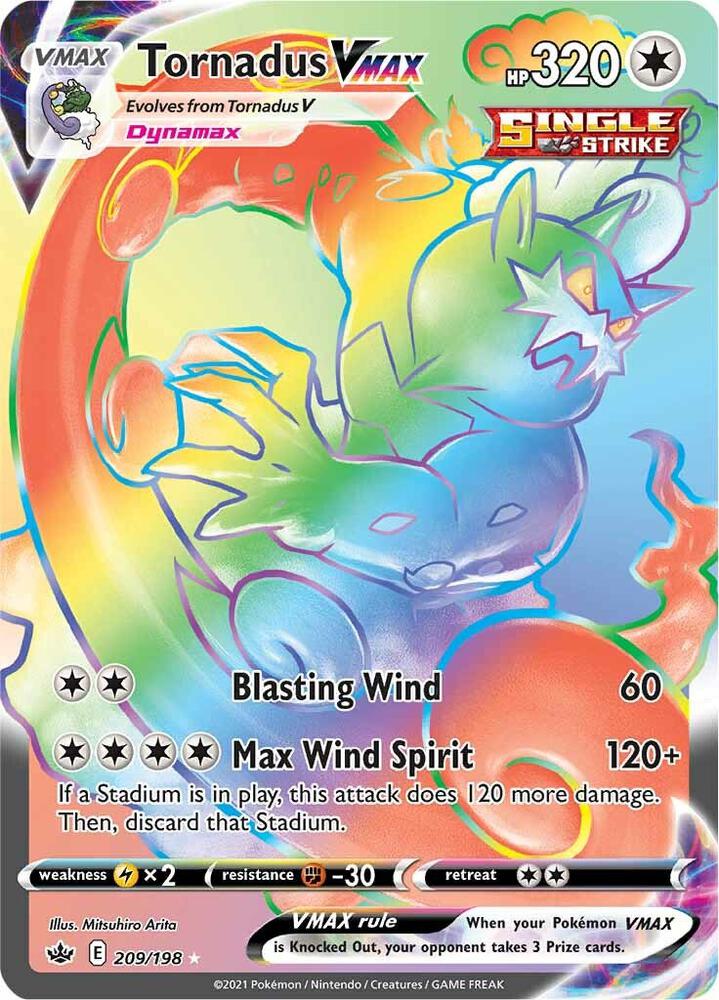 Tornadus VMAX (Secret) 209/198 card from SWSH06: Chilling Reign