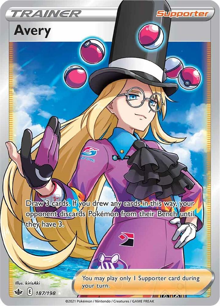Avery (Full Art) 187/198 card from SWSH06: Chilling Reign