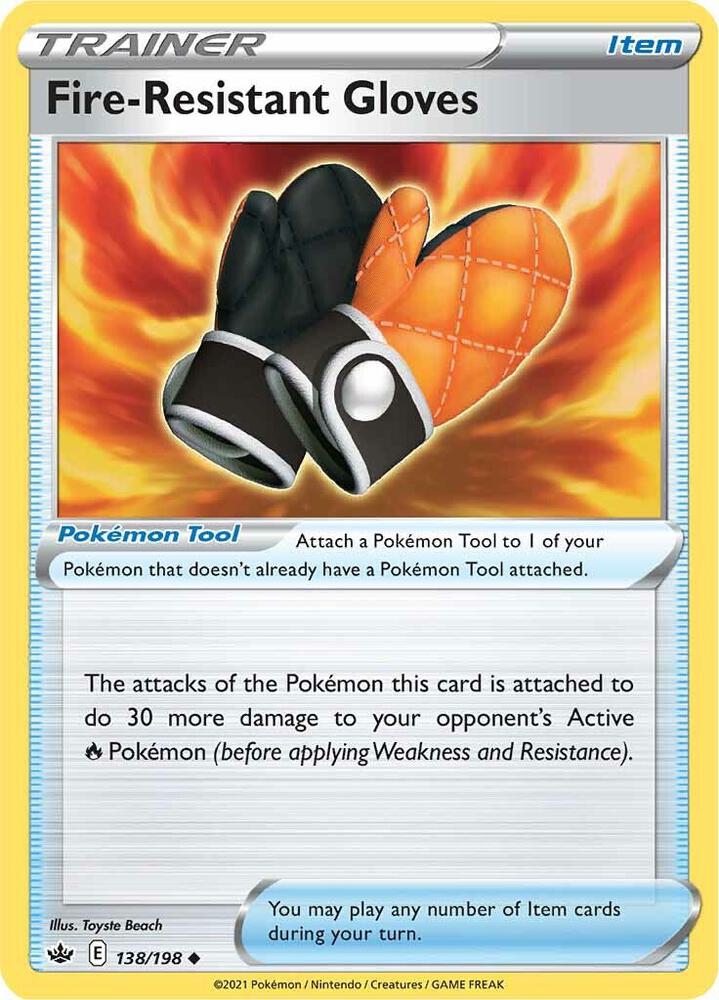 Fire-Resistant Gloves 138/198 card from SWSH06: Chilling Reign