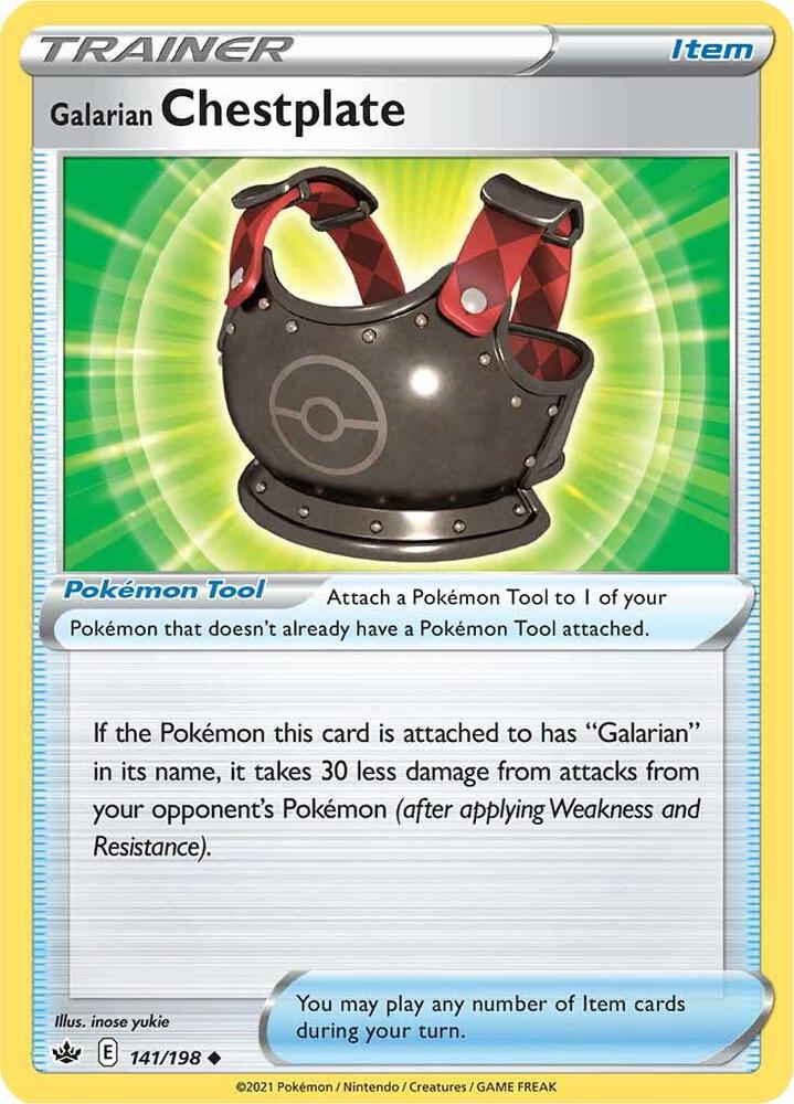Galarian Chestplate 141/198 card from SWSH06: Chilling Reign