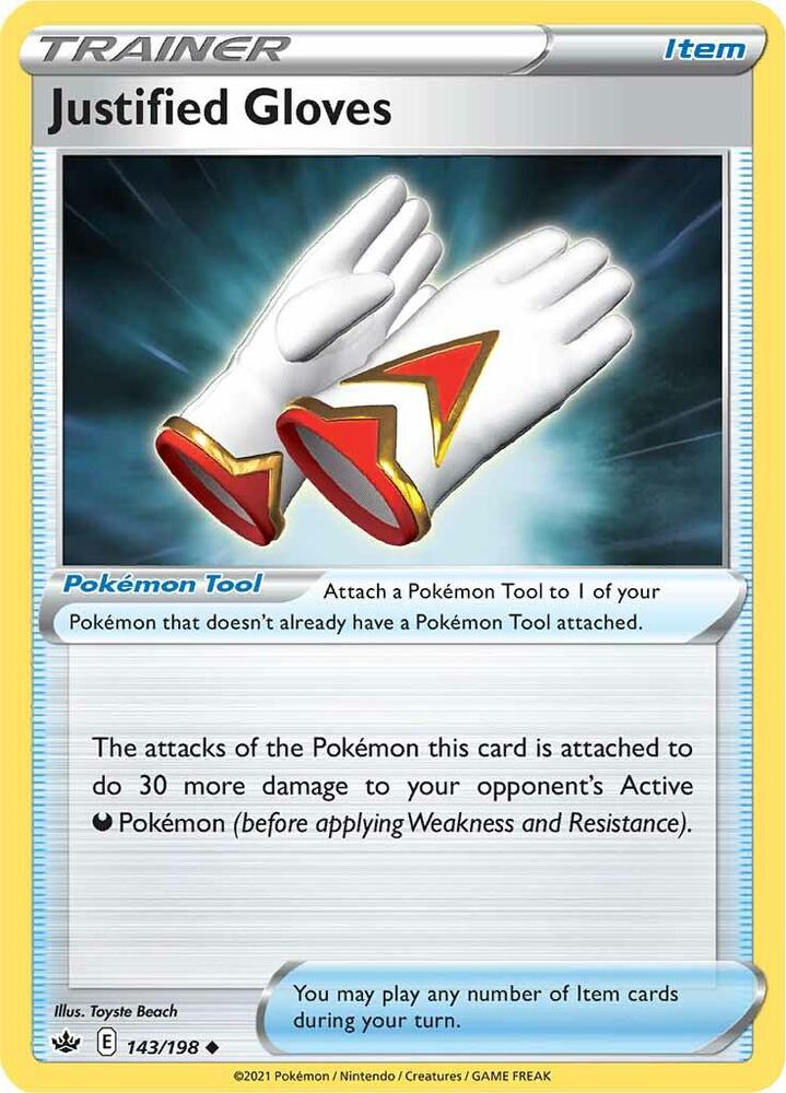 Justified Gloves 143/198 card from SWSH06: Chilling Reign