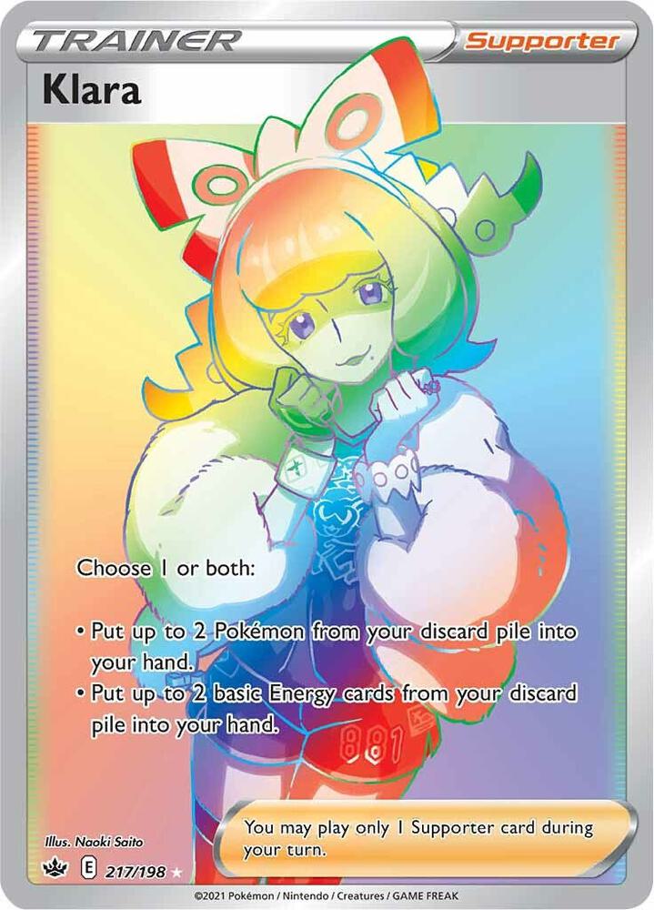 Klara (Secret) 217/198 card from SWSH06: Chilling Reign