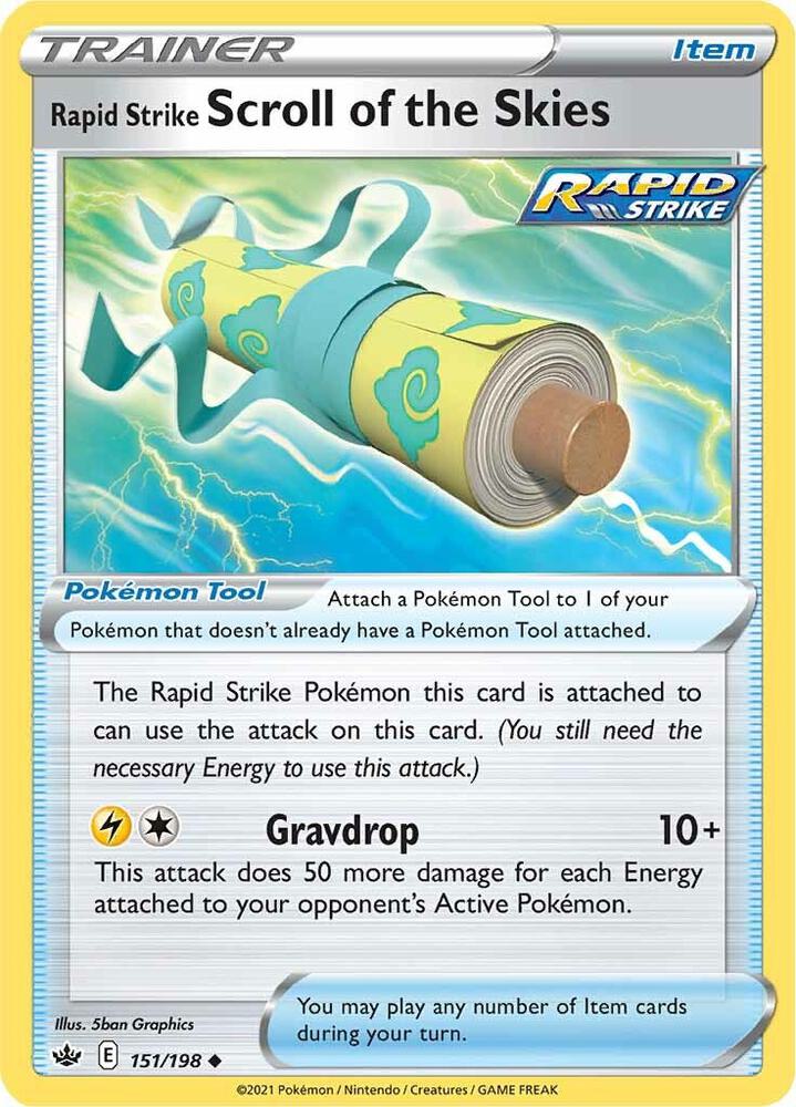 Rapid Strike Scroll of the Skies 151/198 card from SWSH06: Chilling Reign