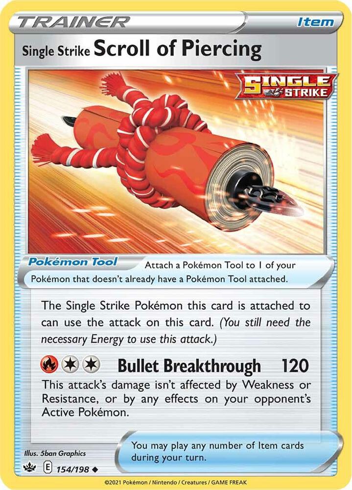 Single Strike Scroll of Piercing 154/198 card from SWSH06: Chilling Reign