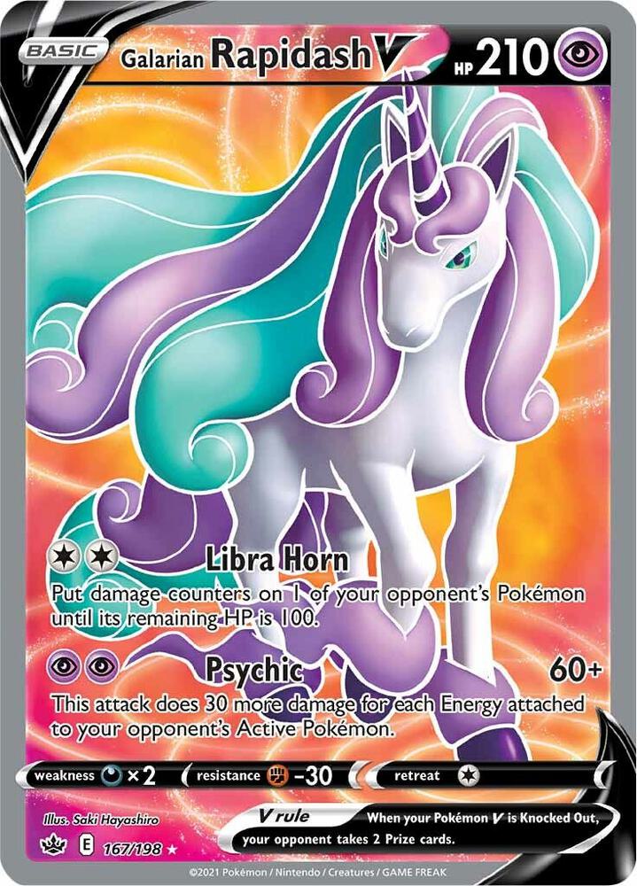 Galarian Rapidash V (Full Art) 167/198 card from SWSH06: Chilling Reign