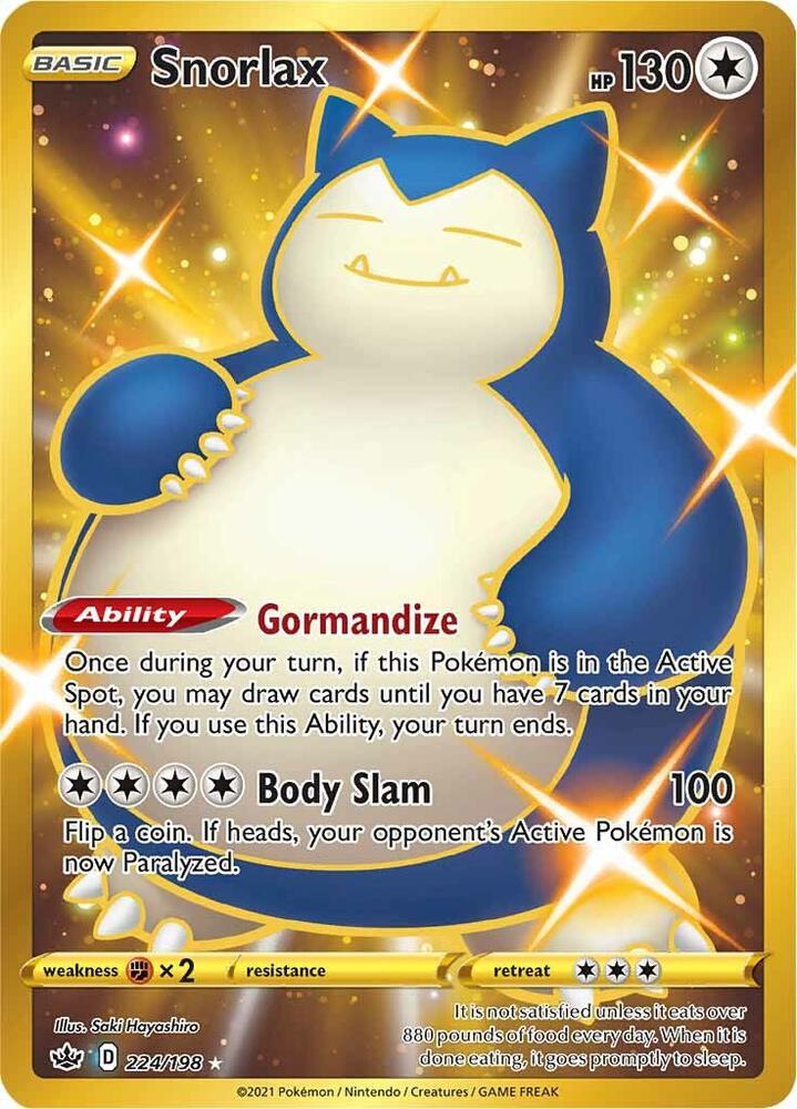 Snorlax (Secret) 224/198 card from SWSH06: Chilling Reign