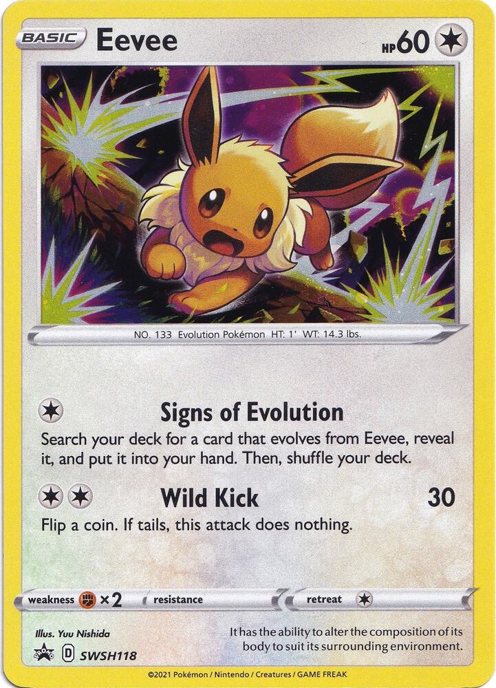 Eevee SWSH118 card from SWSH: Sword & Shield Promo Cards