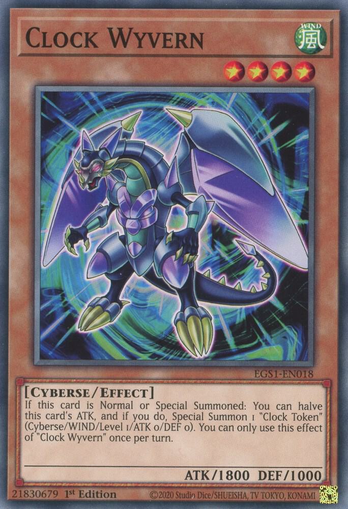 Clock Wyvern EGS1-EN018 card from Egyptian God Deck: Slifer the Sky Dragon
