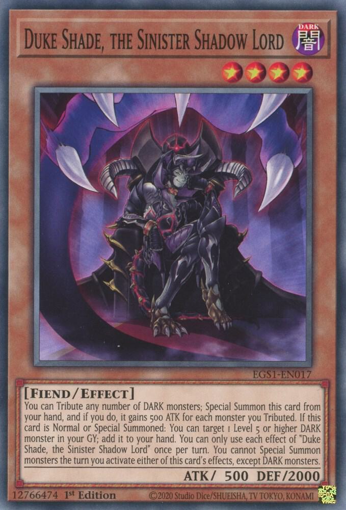 Duke Shade, the Sinister Shadow Lord EGS1-EN017 card from Egyptian God Deck: Slifer the Sky Dragon