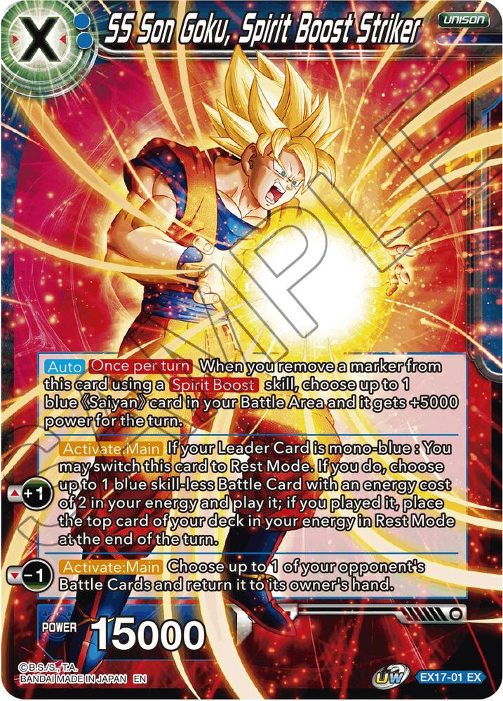 SS Son Goku, Spirit Boost Striker EX17-01 card from Expansion Deck Box Set 17: Saiyan Boost