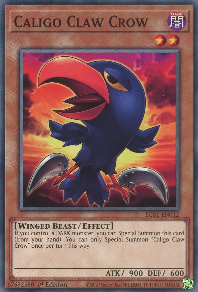 Caligo Claw Crow EGS1-EN012 card from Egyptian God Deck: Slifer the Sky Dragon