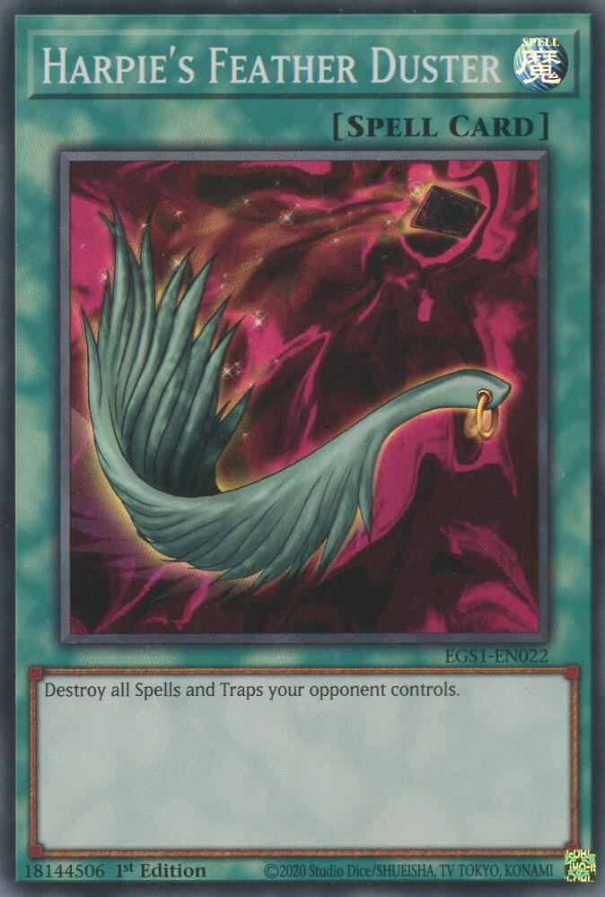 Harpie's Feather Duster EGS1-EN022 card from Egyptian God Deck: Slifer the Sky Dragon