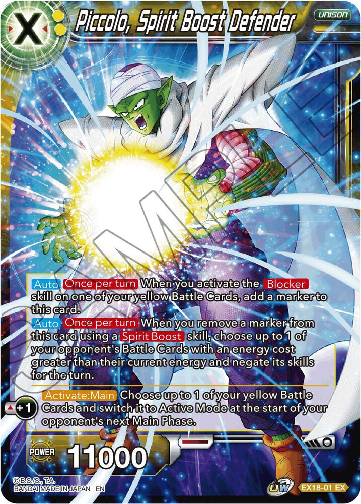 Piccolo, Spirit Boost Defender EX18-01 card from Expansion Deck Box Set 18: Namekian Boost