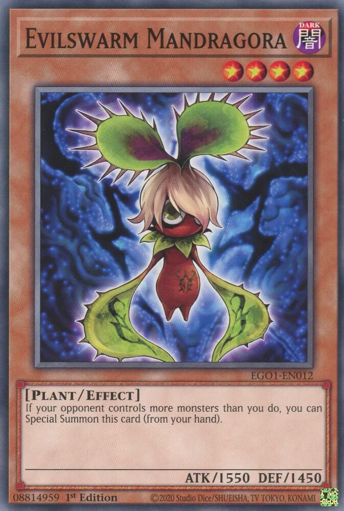 Evilswarm Mandragora EGO1-EN012 card from Egyptian God Deck: Obelisk the Tormentor