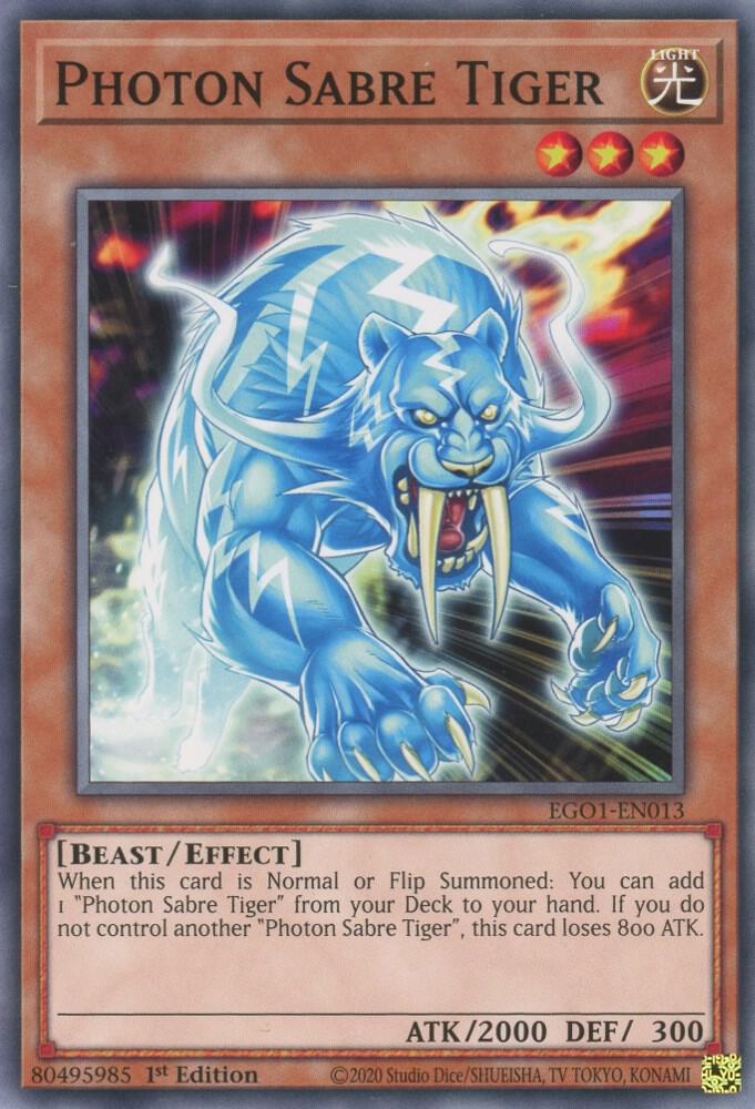 Photon Sabre Tiger EGO1-EN013 card from Egyptian God Deck: Obelisk the Tormentor